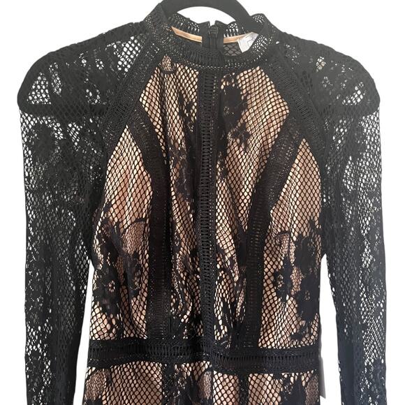 Ryse The Label Samson Black & Nude Lace Overlay Long Sleeve Dress Size XS - Picture 5 of 13